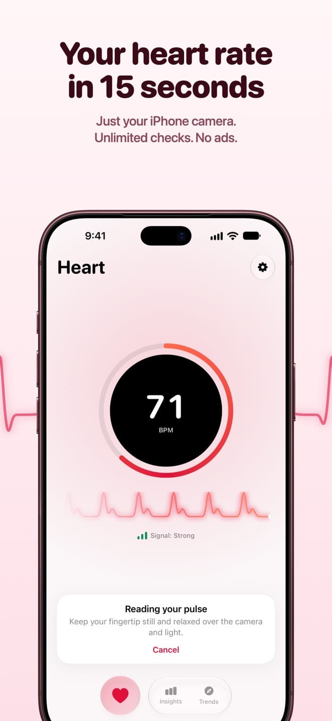 Your heart rate in 15 seconds, with just your iPhone camera